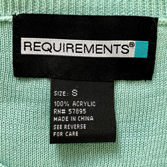 Requirements Fine Knit Beaded Sweater Women Size 8 Aqua Cap Sleeve - Picture 7 of 7